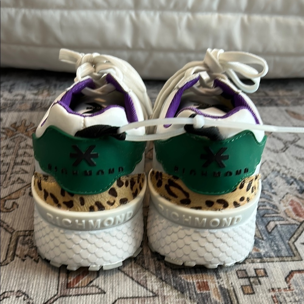 John Richmond - NEW!!COLORBLOCK SNEAKER IN WHITE/CELESTE/GREEN - Size 9 - Picture 4 of 9